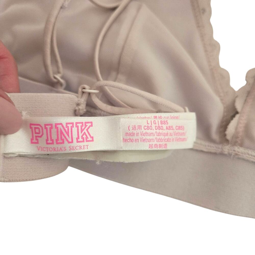 PINK Victoria's Secret Lace Blush Pink Bralette Strappy Back Hook Closure LARGE - Picture 8 of 12